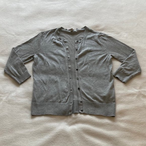 Two (2) Halogen cardigan sweaters three quarter sleeve grey/gray, navy - Picture 3 of 9